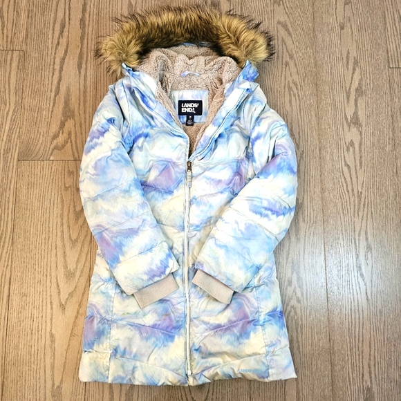 Girls fleece lined parka Lands' end Size M 8 - Picture 1 of 10